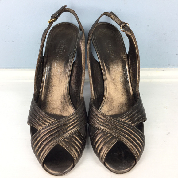 Gucci Shoes - GUCCI Brown Bronze slingback heels 8 Formal